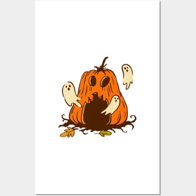 Halloween scary evil pumpkin funny pumpkin head Wall Art by CharactersFans